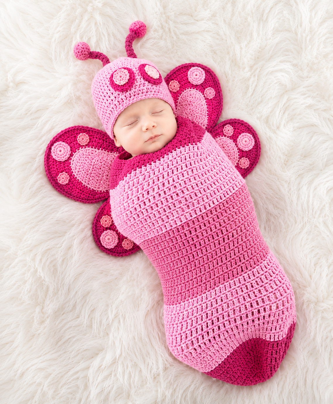 π¦ Luxury Handmade Crochet Butterfly Baby Cocoon & Hat Set β Newborn Photography Swaddle | Available in Baby Pink, Lavender Purple & Teal Green πΆπ§Άβ¨
