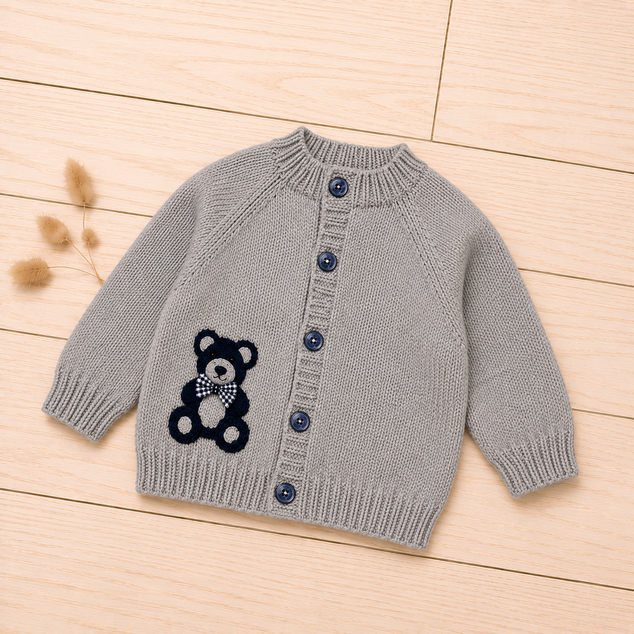 4 Piece Premium Handmade Baby Winter Woollen Set – Soft Crochet Romper, Cardigan, Bear Cap & Baby Shoes ❄️🧶