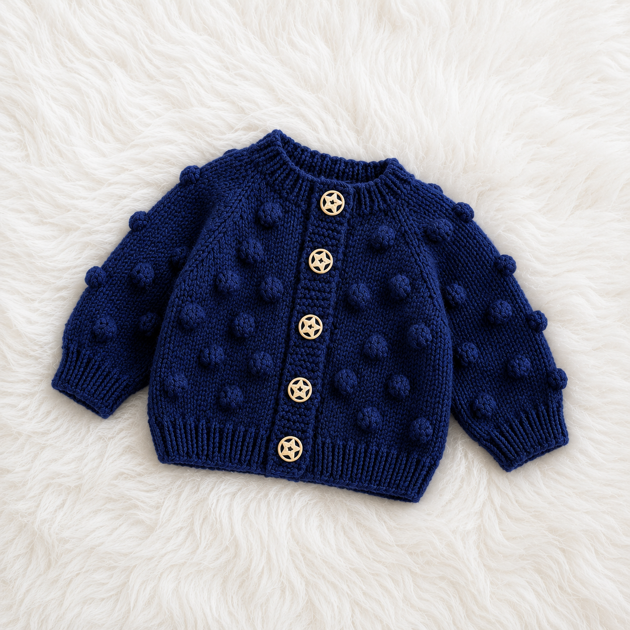 4 Pieces Luxury Handmade Baby Crochet Winter Set β Mustard Romper, Navy Cardigan, Cap & Shoes π§Άππ