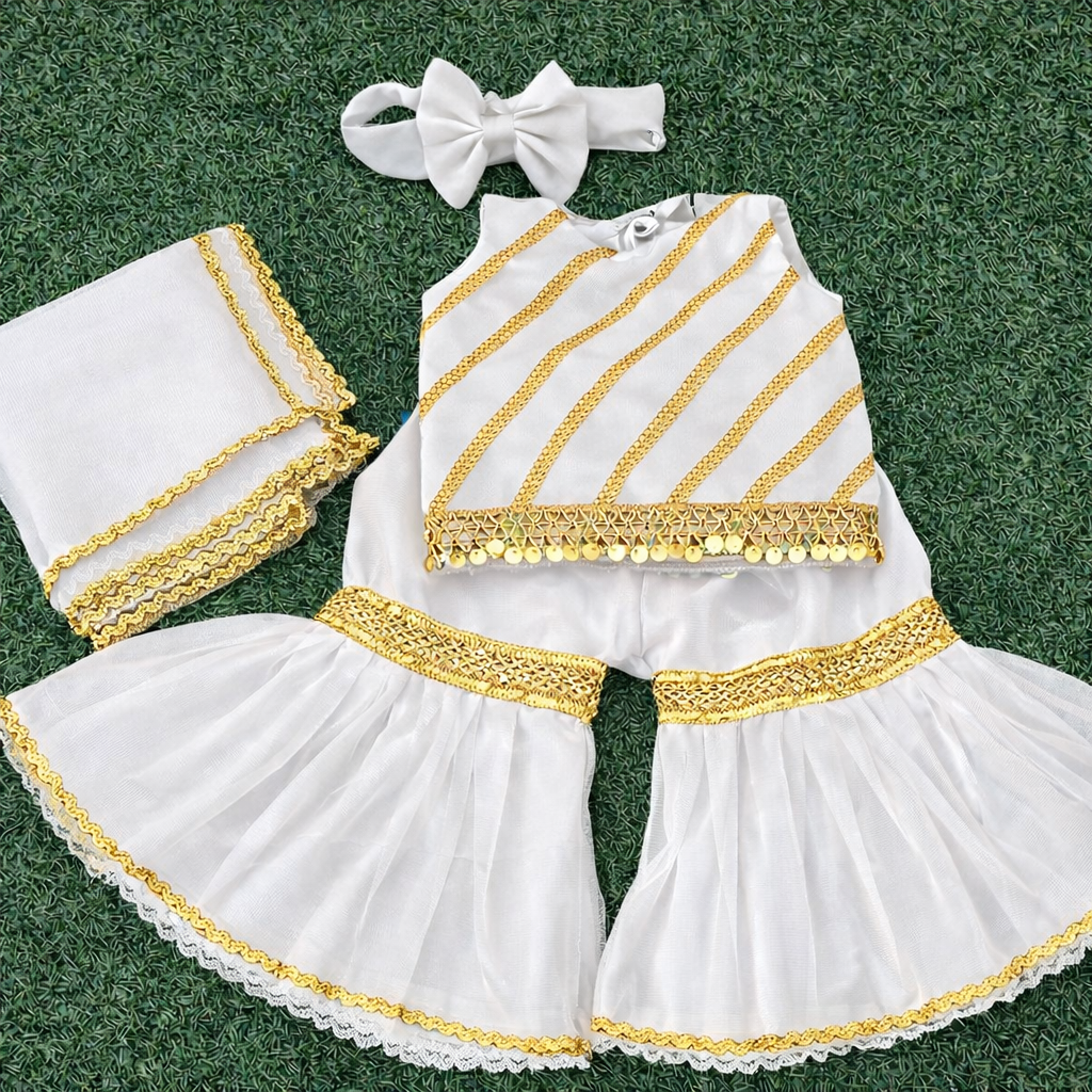 Elegant Festive Baby Sharara Set β Eid Special πΆβ¨ (Available in Red, Pink, Black, Orange & White)