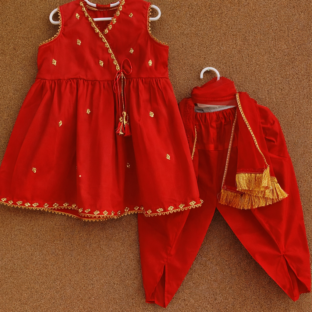 Noor Elegance Handmade Baby Dress Set β White & Gold Eid Special πΆβ¨ (Available in White, Light Purple, Black & Red)