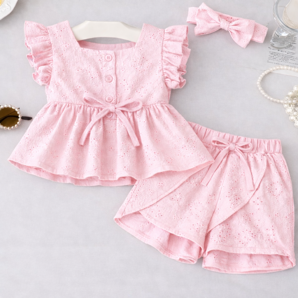 Premium Summer Chicken Kari 3-Piece Set – Soft & Breathable | Available in Purple and Baby Pink