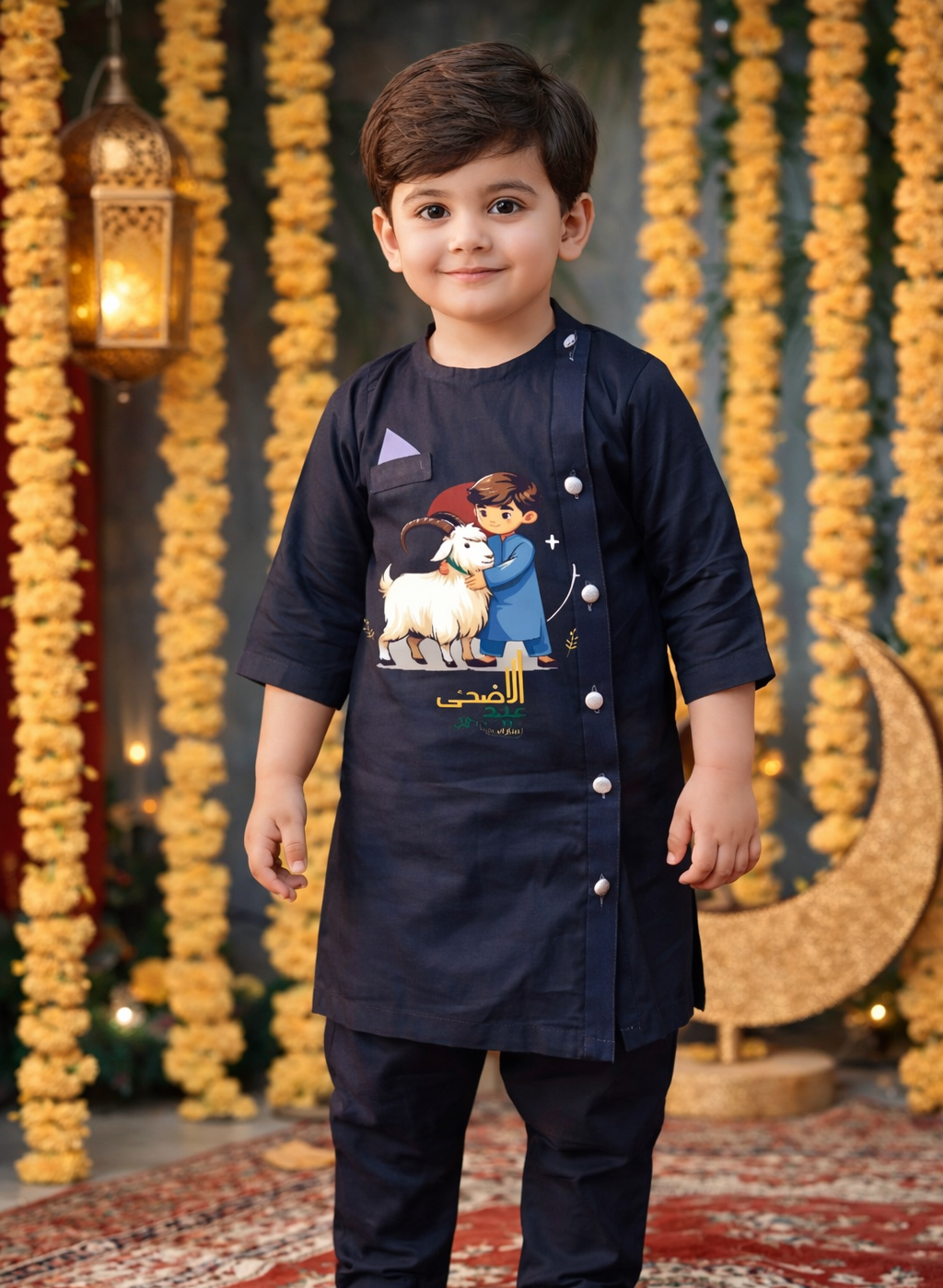 Kids Eid Kurta Set – Soft Summer Cotton with Premium DTF Print | Easily Washable | Available in Black, Maroon & Purple