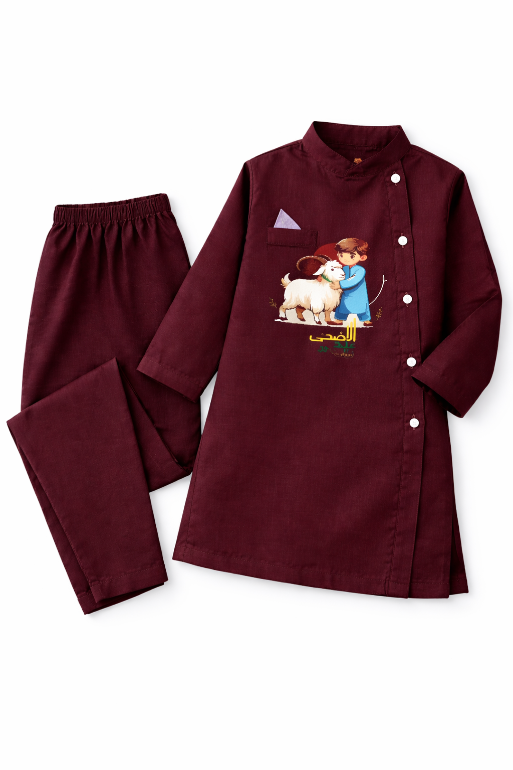Kids Eid Kurta Set – Soft Summer Cotton with Premium DTF Print | Easily Washable | Available in Black, Maroon & Purple