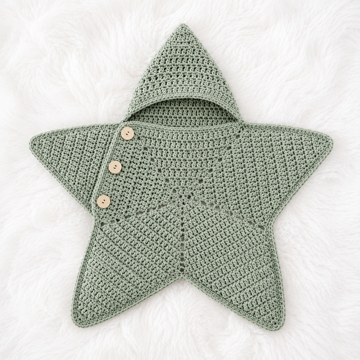 ⭐ Luxury Handmade Crochet Star Baby Cocoon with Hood – Premium Winter Collection | Available in Yellow, Black, Grey, Sky Blue & China Ferozi 👶🧶✨