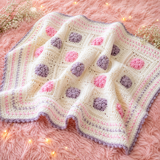 🌸 Luxury Handmade Crochet Floral Baby Blanket – Premium Newborn Swaddle & Keepsake Blanket 👶🧶✨