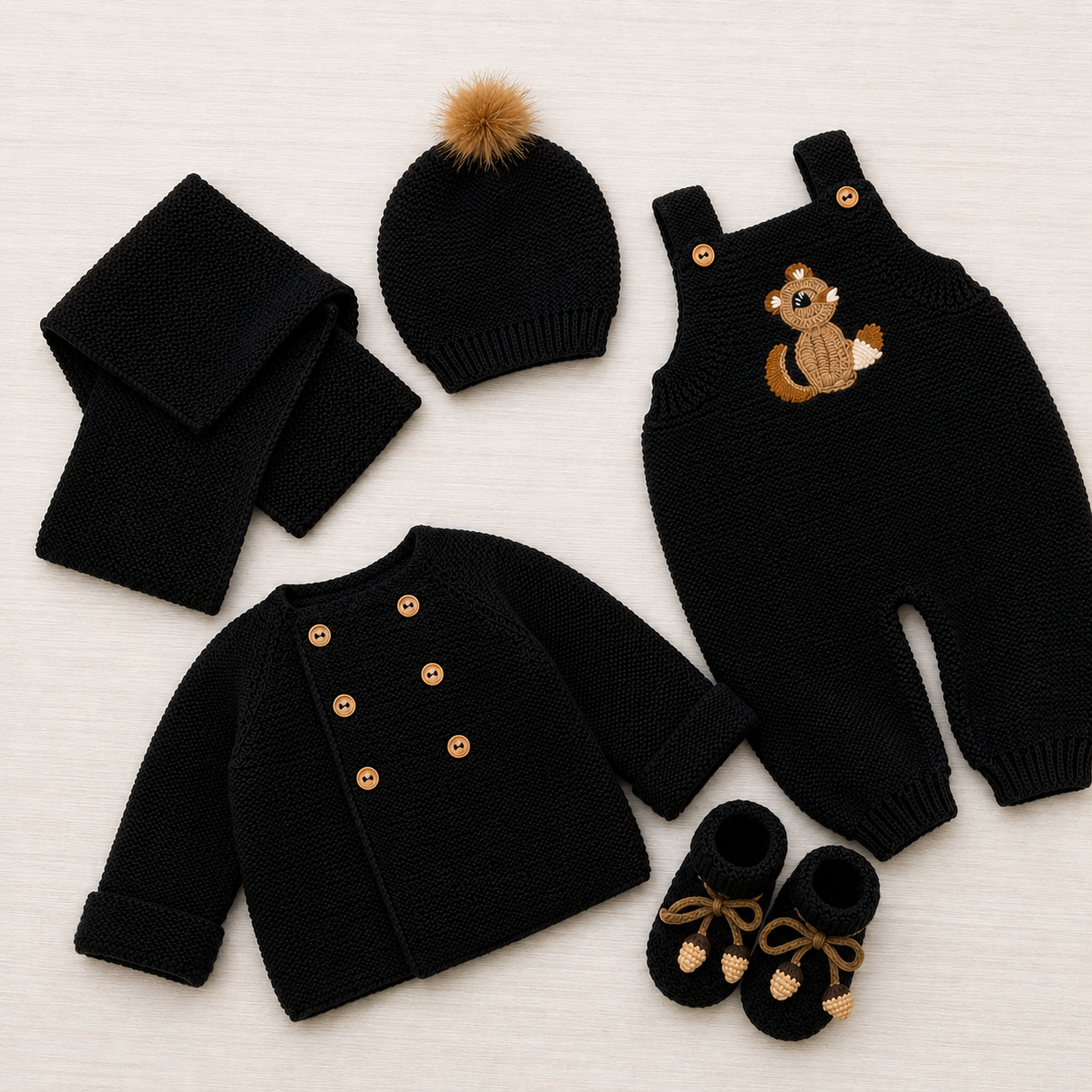 5 Piece Premium Handmade Baby Winter Woollen Set – Pure Soft Crochet Romper Collection for Babies ❄️🧶