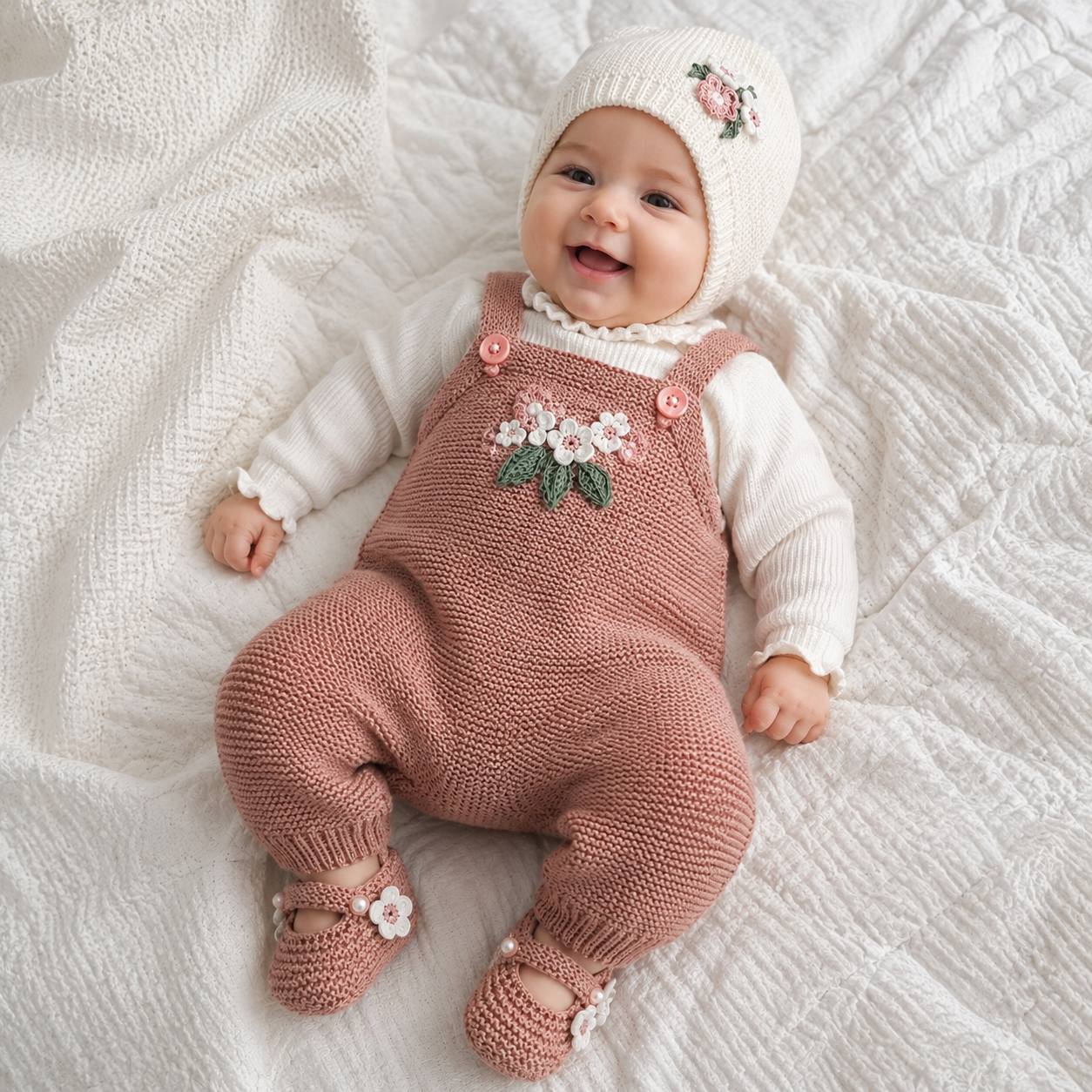 4 Piece Premium Baby Crochet Romper Set – Pure Soft Winter Woollen Stuff for Baby Girls ❄️🧶