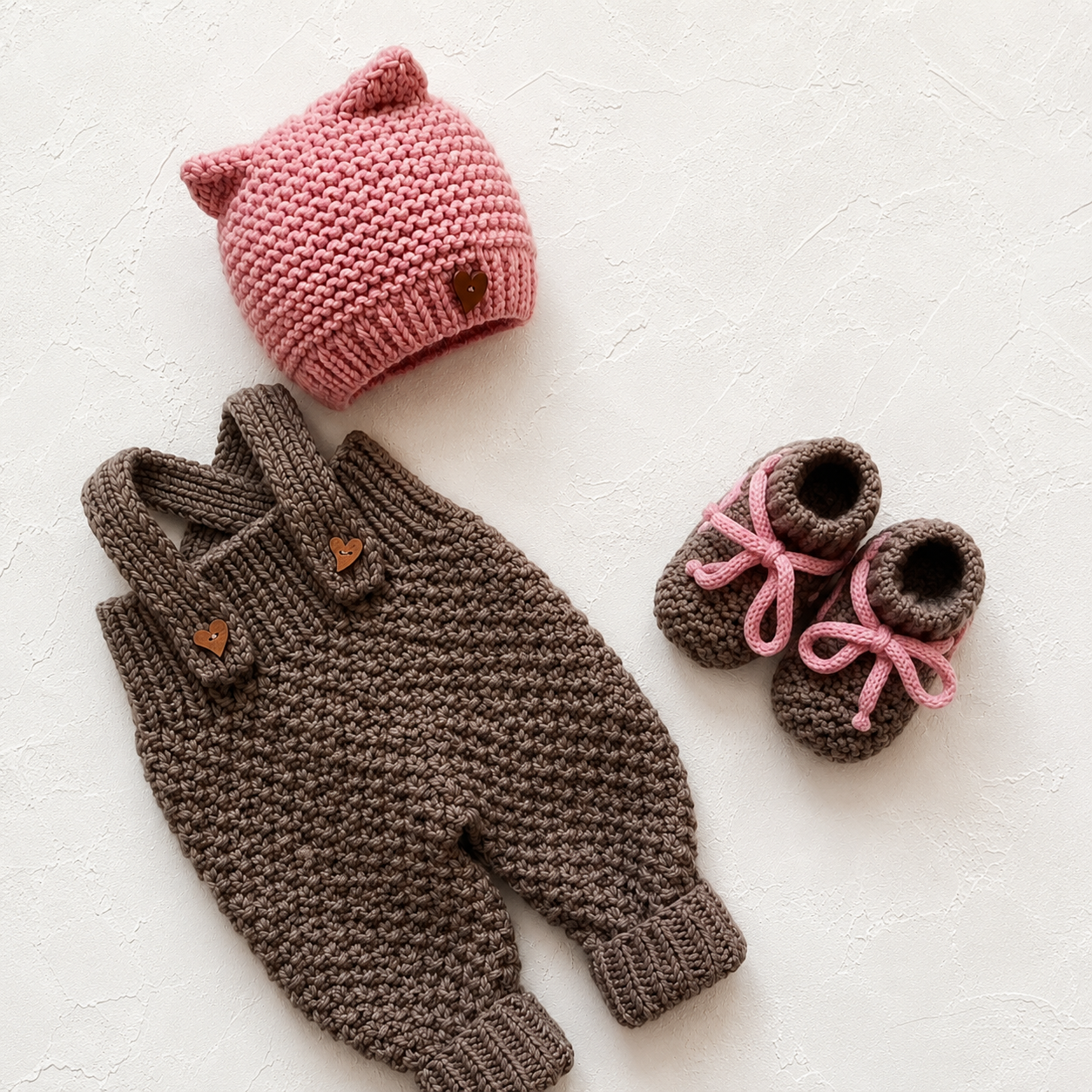 4 Piece Premium Handmade Baby Winter Woollen Set – Soft Crochet Romper, Bunny Hooded Sweater, Cap & Baby Shoes ❄️🧶