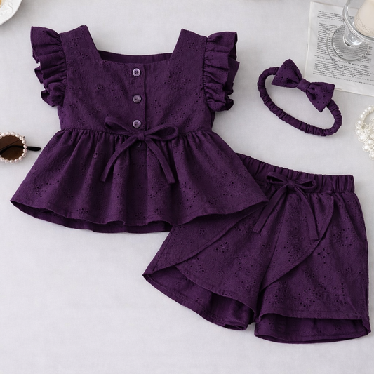 Premium Summer Chicken Kari 3-Piece Set – Soft & Breathable | Available in Purple and Baby Pink